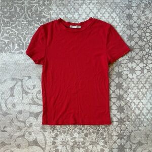 Active USA Red Ribbed Crop Top